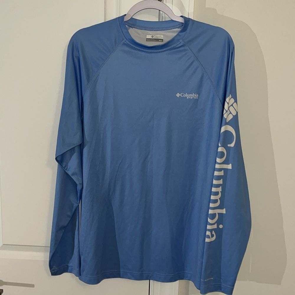 COLUMBIA PFG Terminal Tackle Flag Back Blue OmniShade Long Sleeve Shirt Fishing